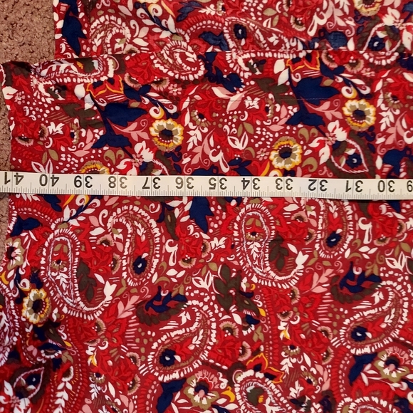 Rhonda Shear printed open kimono top with side ties, sz M/L, boho, red - Picture 7 of 7